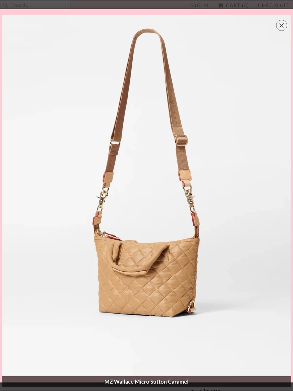 MZ Wallace Micro Sutton Quilted Crossbody Bag Caramel - Picture 2 of 16